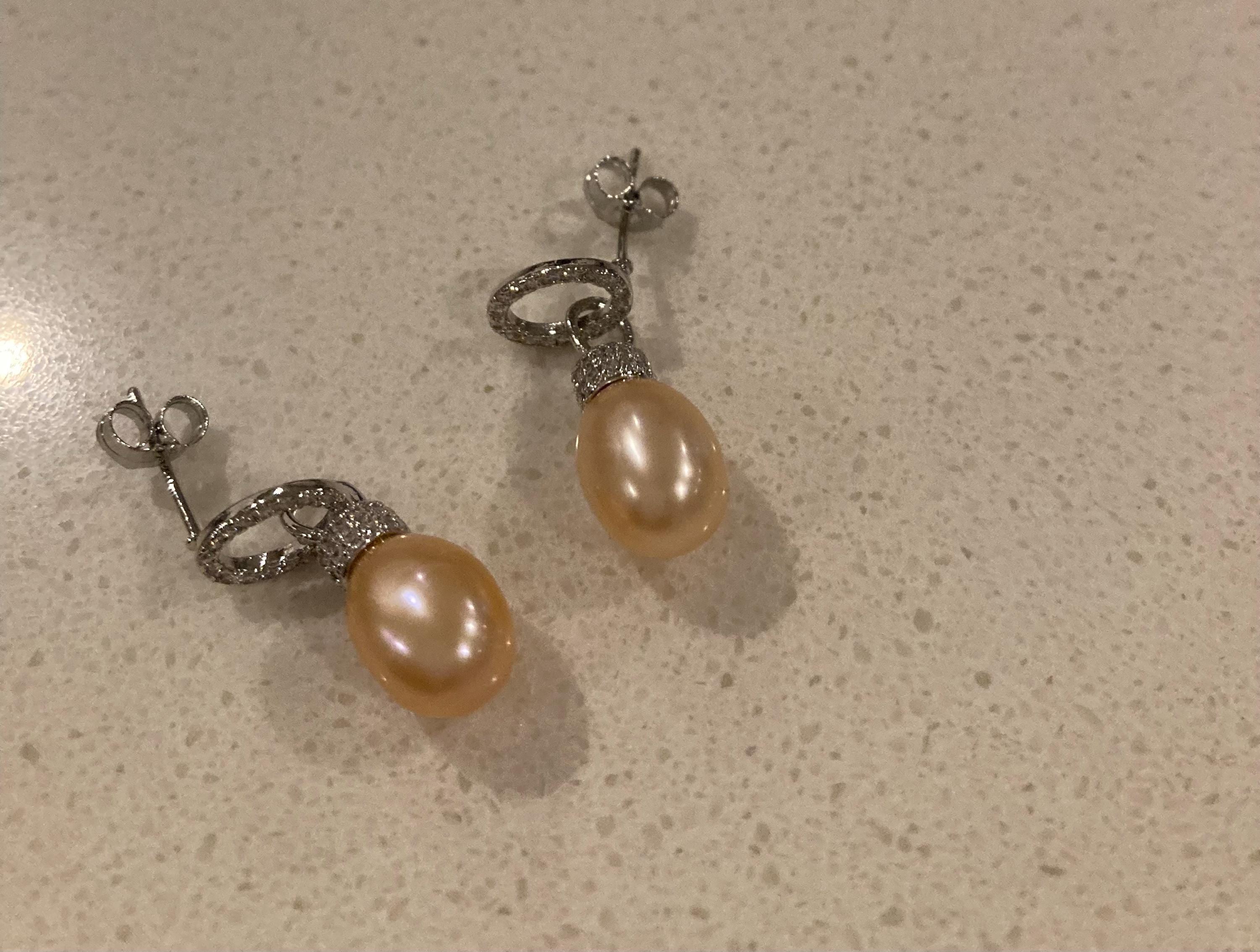 Austrian Pink Pearl Earrings
