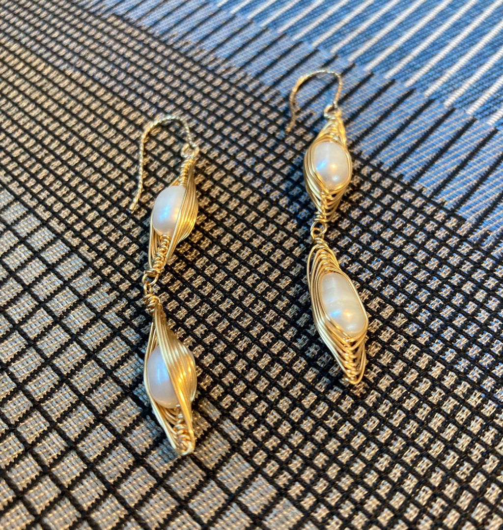 SIGNATURE Gallery TriBar Drop Pearl Earrings