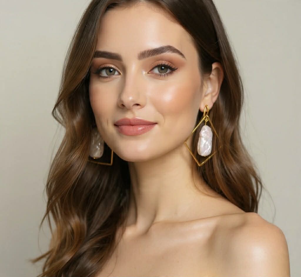 Keshi Pearl Diamond Swing Earrings || Signature