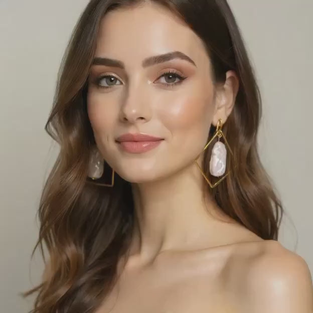 Keshi Pearl Diamond Swing Earrings || Signature